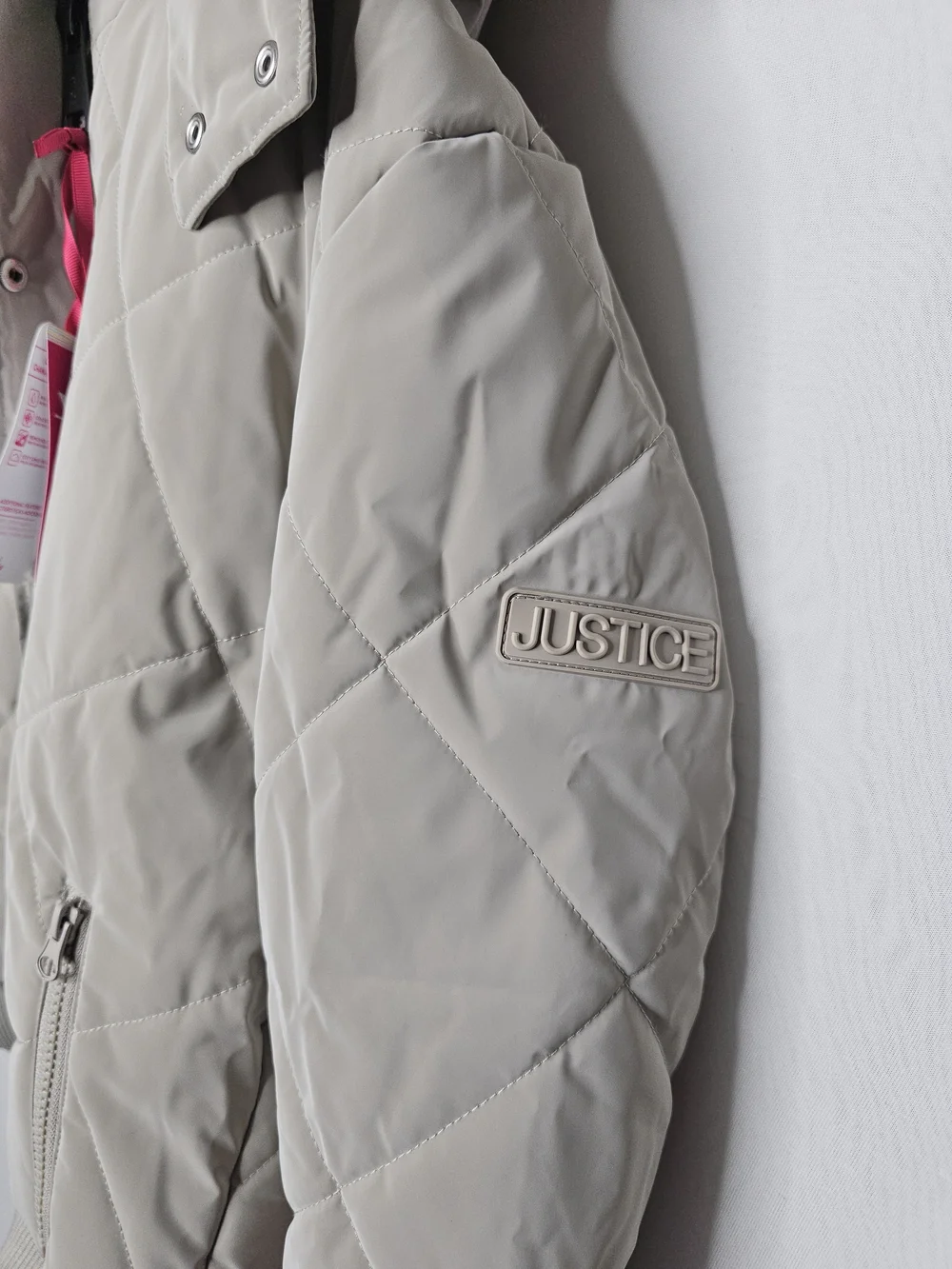 NWT Justice Girls Classic Puffer Jacket Sherpa Lined Gray L (12/14) Minor Flaws